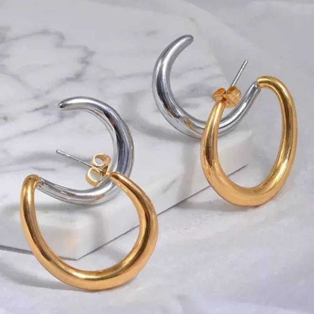 18k Gold Plated Two Tone Earrings